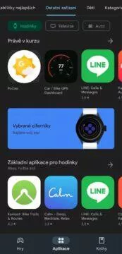 Wear OS hodinky Google Play aplikace hry nová nabídka Ostatní zařízení právě v kurzu