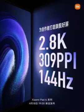 Xiaomi Pad 6 specifikace parametry pozvánka displeje