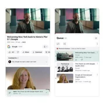 YouTube Premium nové výhody Fronta fronty v telefonu nebo tabletu