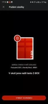 Z-BOX podání Zásilkovna Android aplikace 3 nalezený Z-BOX