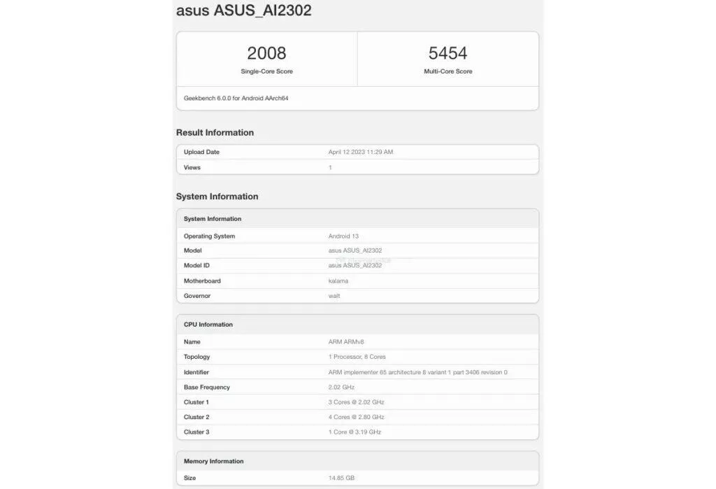 zenfone 10 geekbench