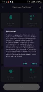 AAWireless bezdrátové Android Auto minirecenze aplikace 9 režim dongle