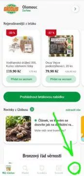 digitální účtenky aplikace návod Globus menu