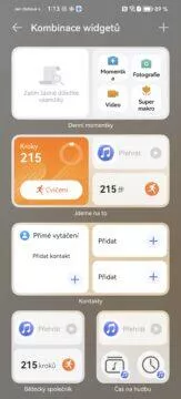 EMUI 13.1 Huawei P60 Pro vyber widgetů