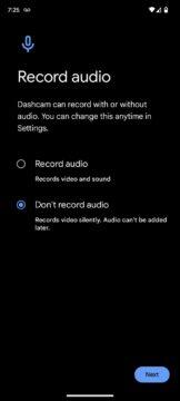 Google Android mobil telefon palubní kamera Personal Safety nastavení audio