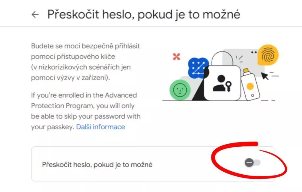 Google účet Passkeys přístupové klíče přihlášení novinka ukázka přeskočit heslo