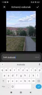 MIUI 14 Ochranný vodoznak na fotky text