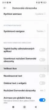 MIUI 14 Změna velikosti ikon menu