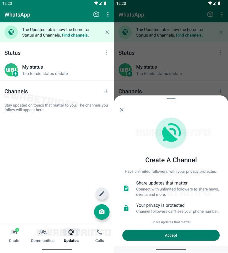 WhatsApp Kanály beta nastavení založení