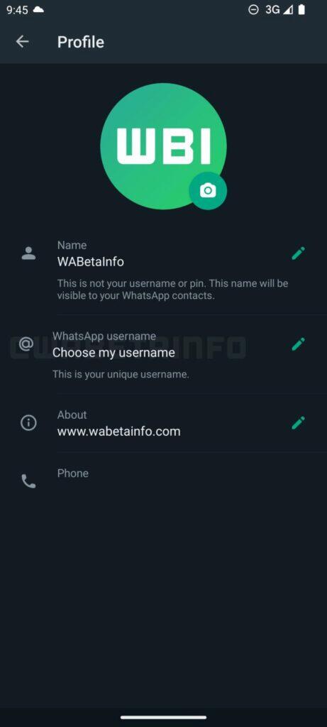 WhatsApp uživatelské jméno username beta aplikace Android