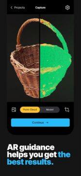 Android aplikace RealityScan 3D sken 4 košík