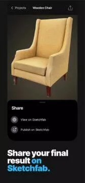 Android aplikace RealityScan 3D sken 7 křeslo hotové