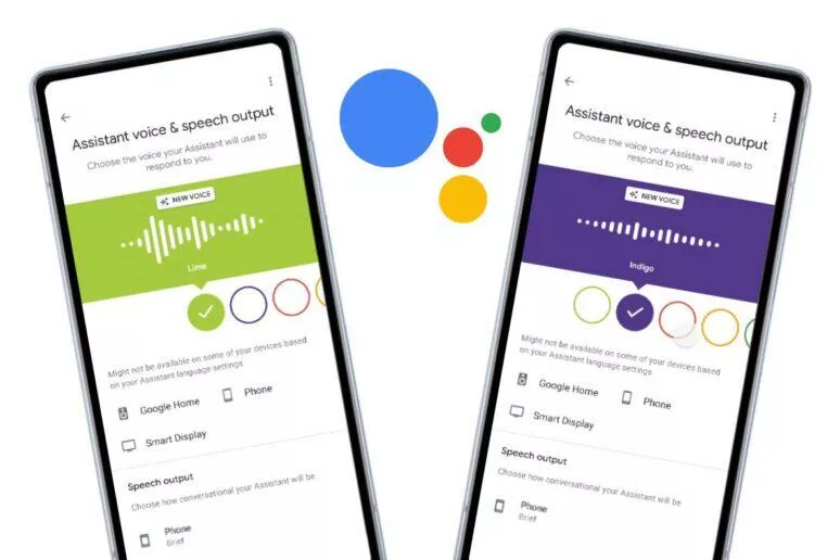 Asistent Google Assistant nové hlasy Indigo Lime