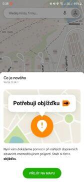 Mapy.cz tlačítko Potřebuji objížďku novinka