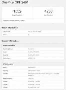 oneplus nord 3 geekbench