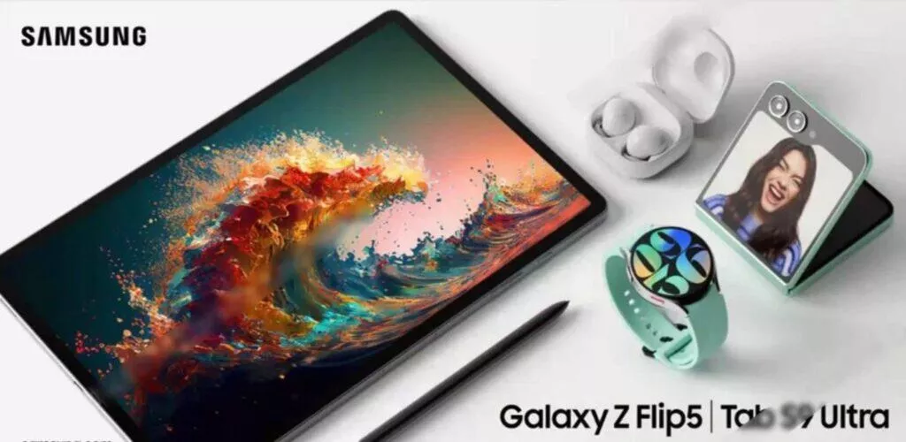 Samsung Galaxy Unpacked 2023 Flip5 Fold5 Watch6 Buds6 Tab S9 render únik komplet