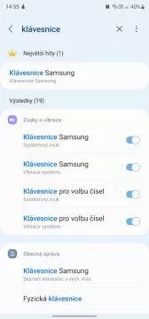 samsung nastavení