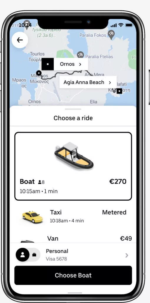 Uber Boat aplikace