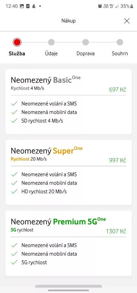 vodafone one aplikace