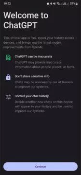 ChatGPT Android aplikace 2 welcome