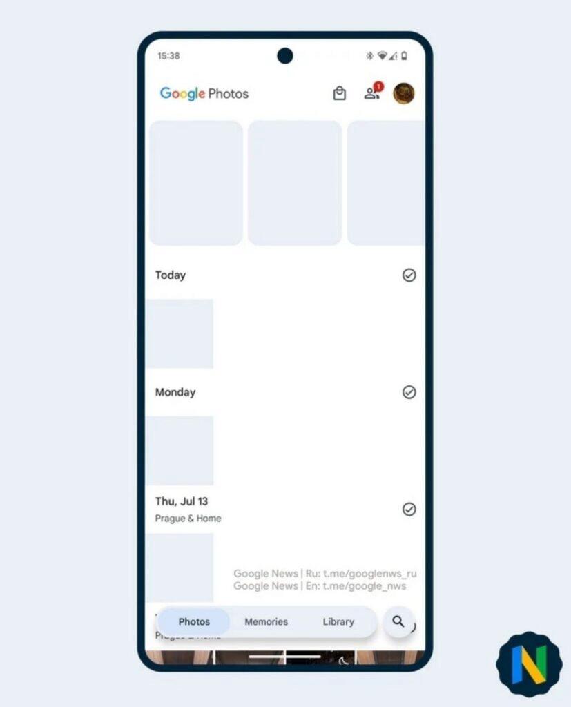 Fotky Google redesign menu test experiment ukázka