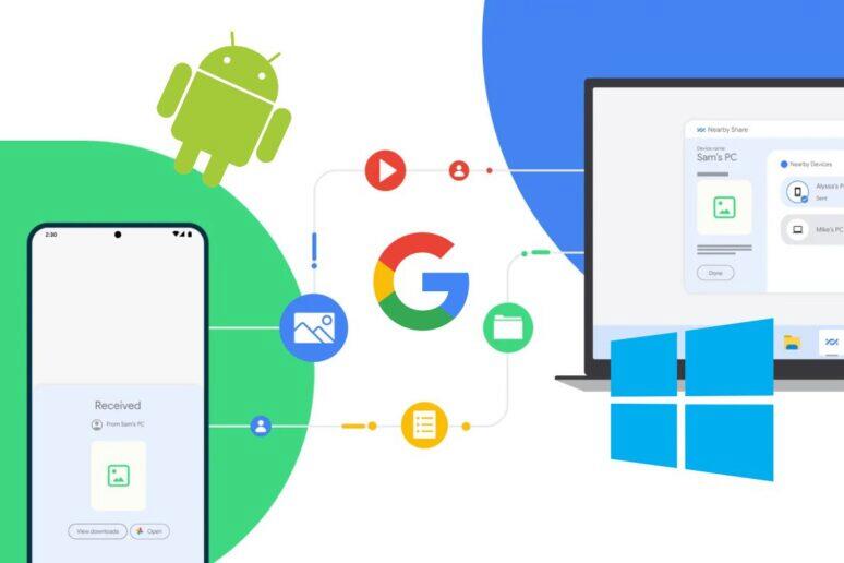 Google Android Sdílení nablízko Nearby Share Windows oficiální spuštění