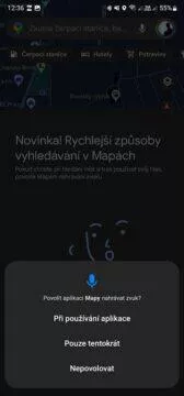 Mapy Google hlasové zadávání vyhledávání Asistent Google mikrofon