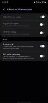 Samsung Galaxy S23 Ultra 8K bitrate omezení video natáčení nastavení vypnuto