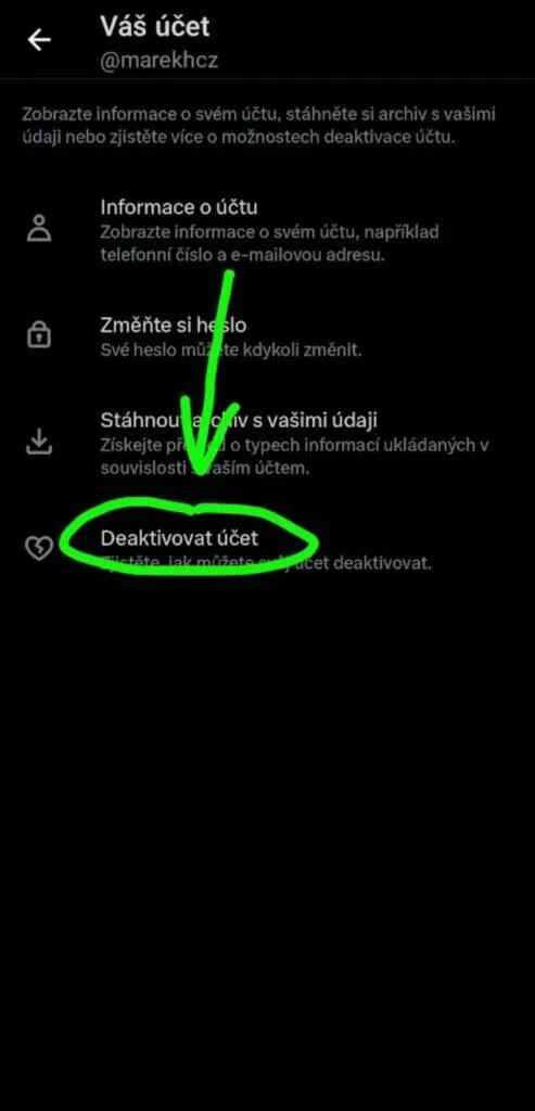 Twitter X účet smazat deaktivovat návod 4 deaktivovat