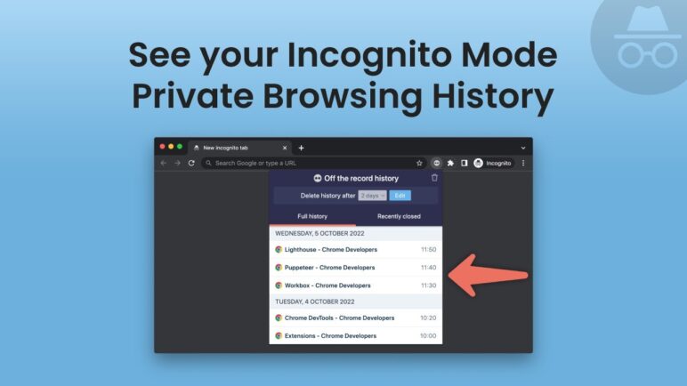 How To See Incognito Mode Private Browsing History - Off The Record History Google Chrome Extension