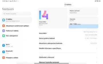 miui for pad nastavení