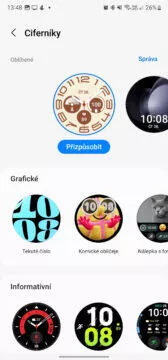 Galaxy Watch6 prostředí ciferníky