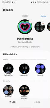 Galaxy Watch6 prostředí dlaždice nastavení