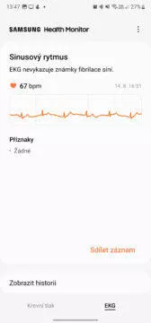 Galaxy Watch6 prostředí ekg měření