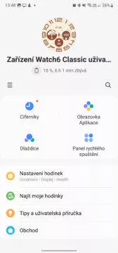 Galaxy Watch6 prostředí nastavení galaxy wearable