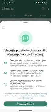 novinka v čr whatsapp kanály