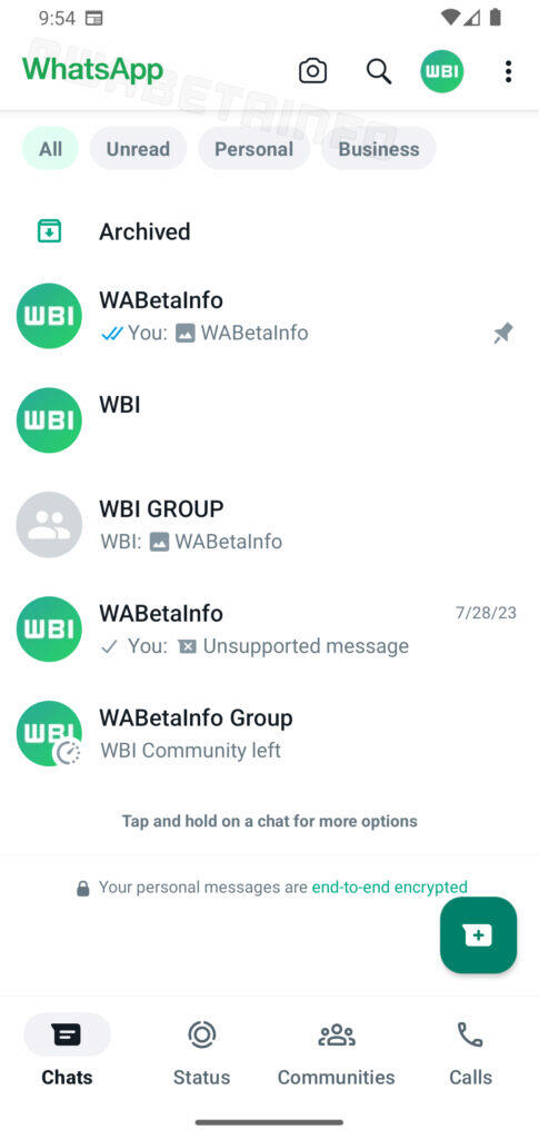 Nový design aplikace WhatsApp