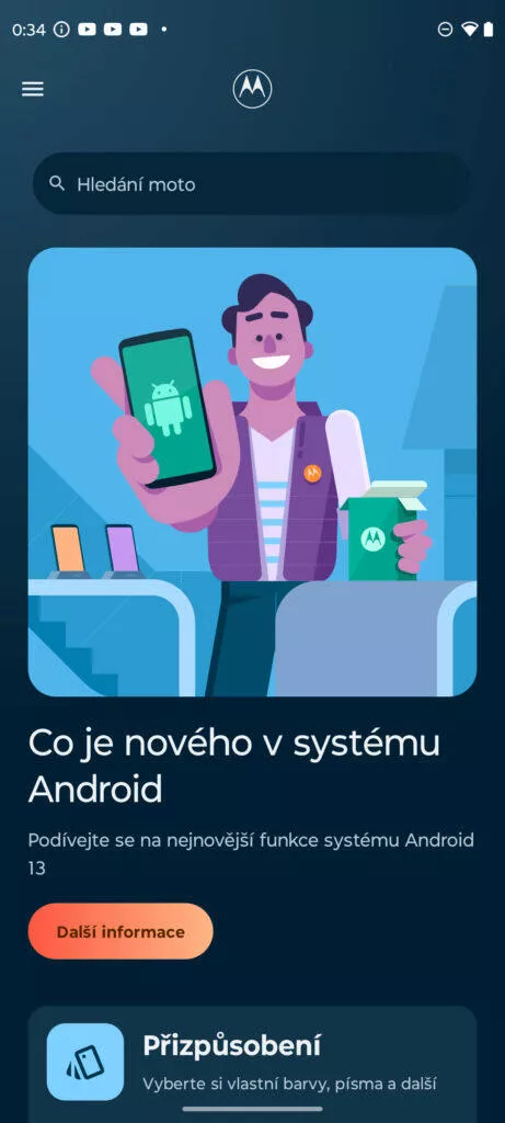 Motorola Edge 40 Neo prostředí moto aplikace