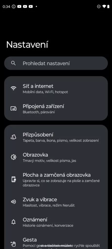 Motorola Edge 40 Neo prostředí nastavení