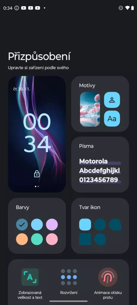 Motorola Edge 40 Neo prostředí přizpůsobení