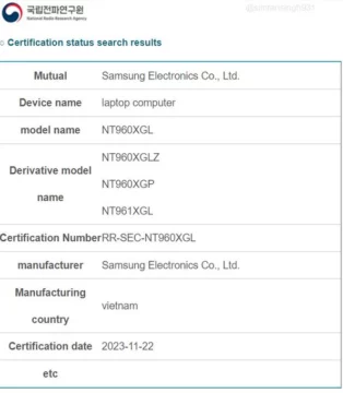 samsung galaxy book 4 pro certifikace