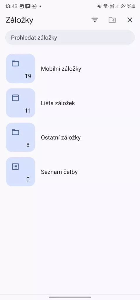 chrome záložky android