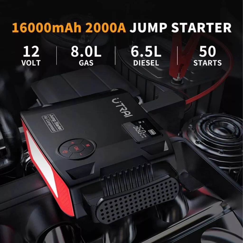UTRAI 4 In 1 16000mAh startovací powerbanka s kompresorem jump start