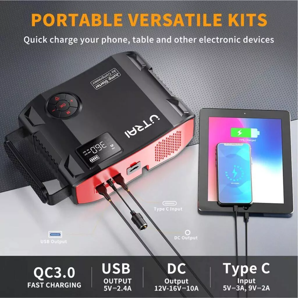 UTRAI 4 In 1 16000mAh startovací powerbanka s kompresorem powerbanka