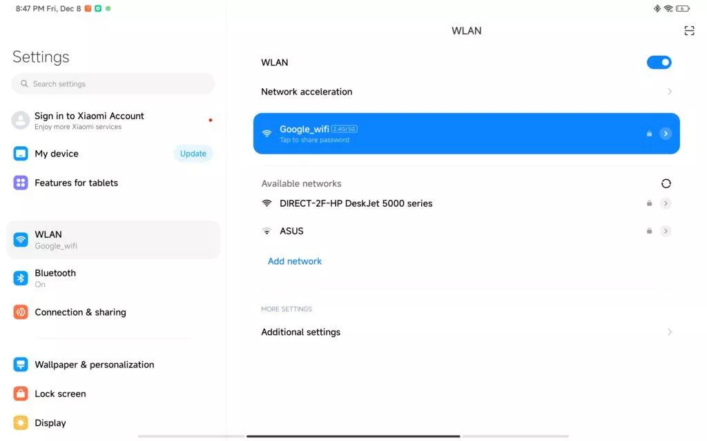 xiaomi pad 6 max nastavení