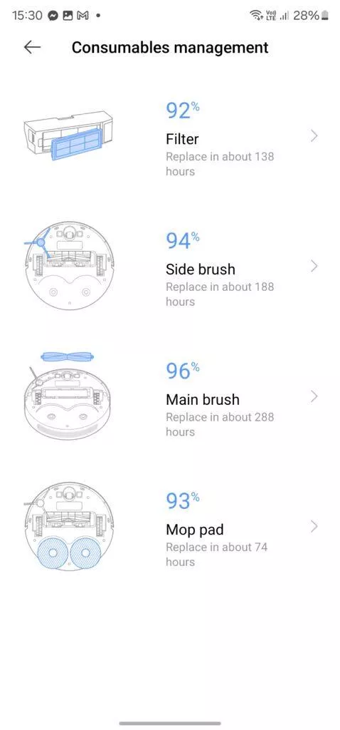 Xiaomi Robot Vacuum S10+ součástky