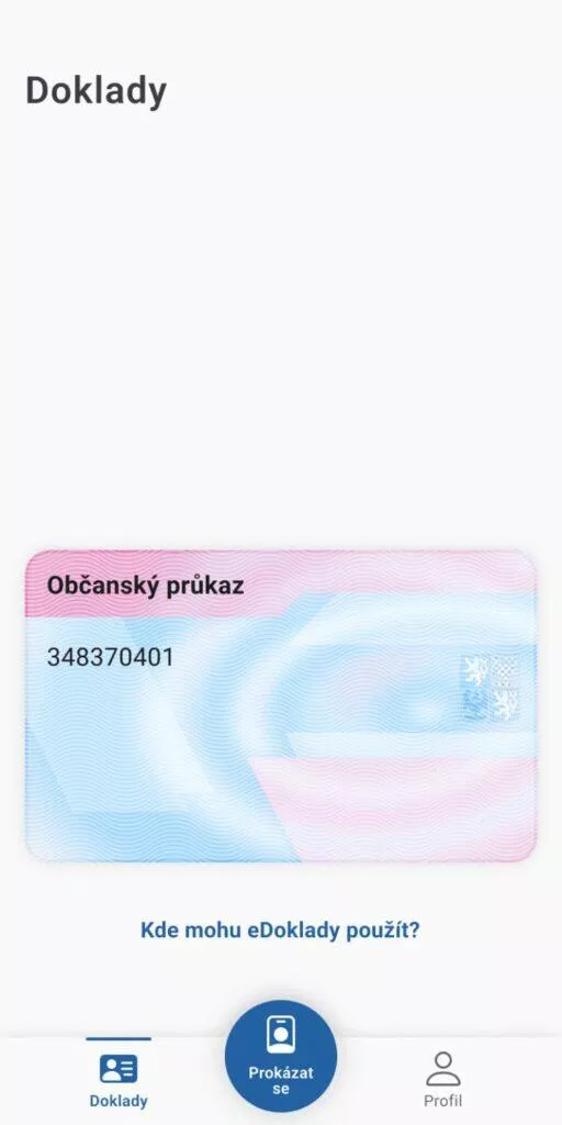 aplikace eDoklady občanský průkaz náhled