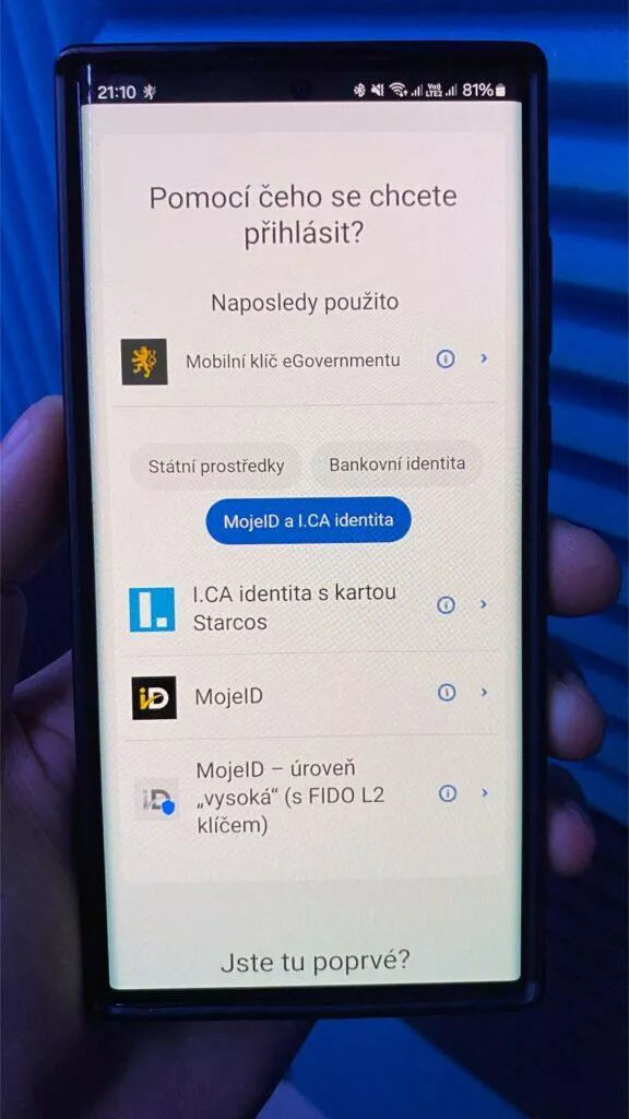 aplikace eDoklady registrace návod přihlášení občanský průkaz občanka 4 mojeid