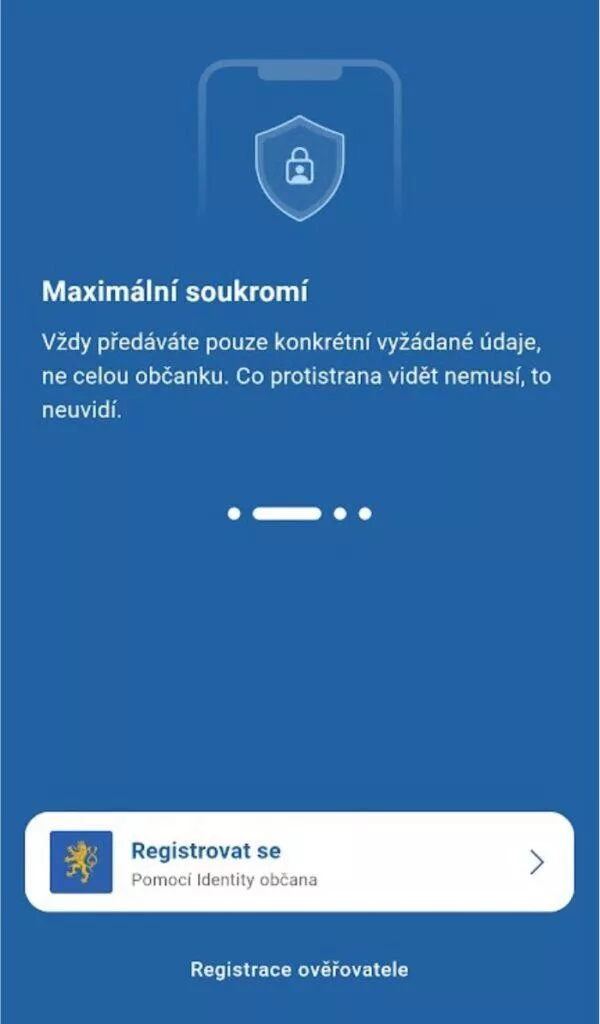 aplikace eDoklady úvodní karta 2 maximální soukromí