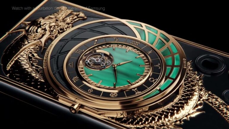 Caviar incrusted the world first Samsung S24 Ultra with a mechanical watch and 24K gold dragon